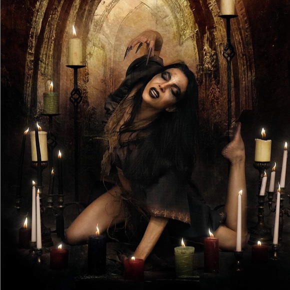 Witch Halloween costume, hand made, artist Jaqueline Cruz, dark devil + with hat - Picture 9 of 16